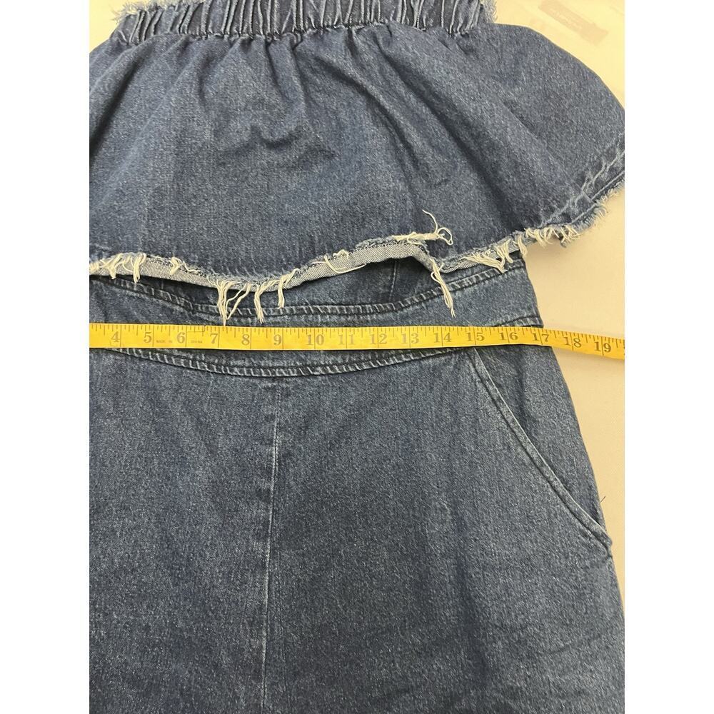 Anthropologie Hei Hei Jumpsuit Size Large Denim wide leg Blue Boho Festival - Picture 10 of 13